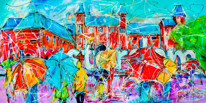 Malarstwo zatytułowany „Street of Amsterdam…” autorstwa Mathias (1975), Oryginalna praca, Akryl