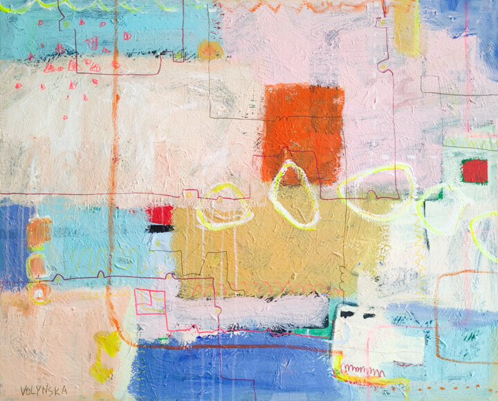 绘画 标题为“Blue abstract calm…” 由Natalya Volynska, 原创艺术品, 丙烯 安装在木质担架架上