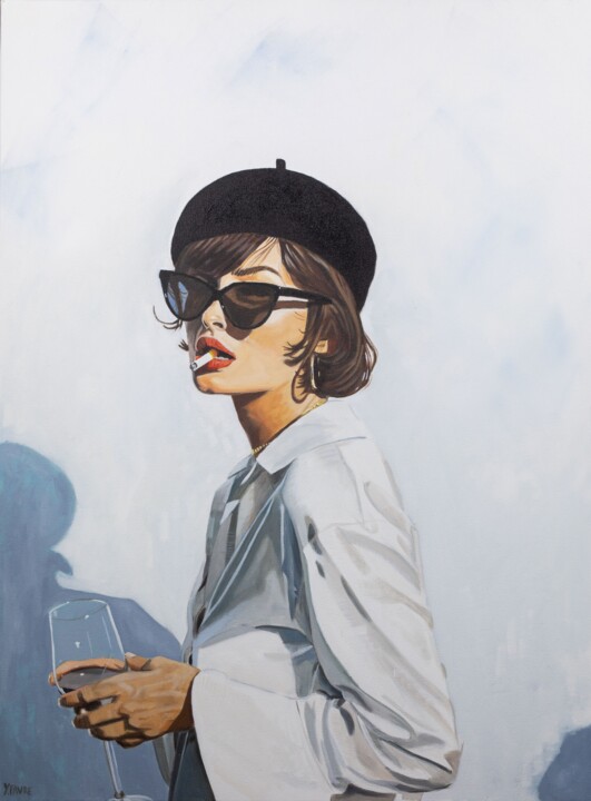 Painting titled "Taylor" by Yvan Favre, Original Artwork, Oil Mounted on Wood Stretcher frame