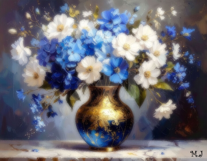 Grafika cyfrowa / sztuka generowana cyfrowo zatytułowany „✨ Elegance in Blue…” autorstwa Armajay, Oryginalna praca, Malarstw…