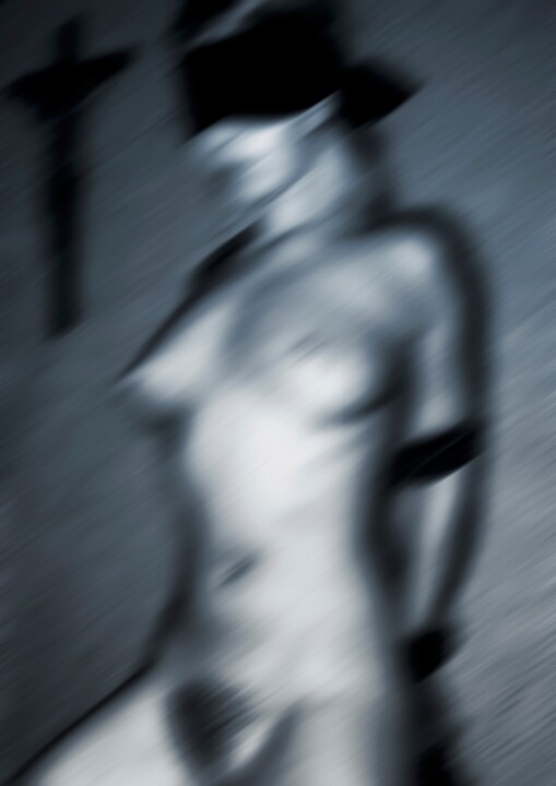 Printmaking titled "Megan" by - Indigo -, Original Artwork, Manipulated Photography Mounted on Other rigid panel