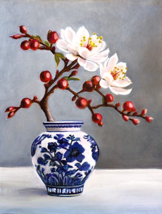 "Stilleven met chine…" başlıklı Tablo Jennie Smallenbroek tarafından, Orijinal sanat, Petrol