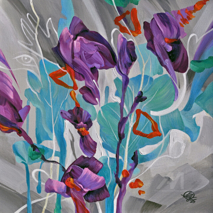 绘画 标题为“Icy Violet” 由Lutz Gaede, 原创艺术品, 丙烯 安装在木质担架架上