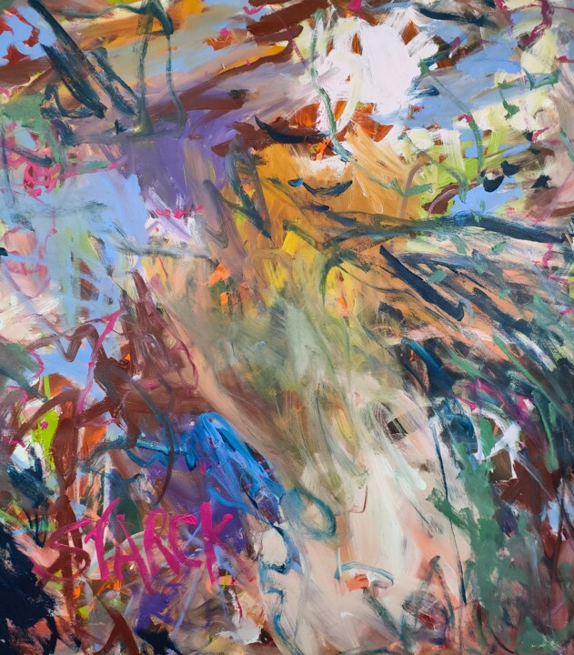 Ζωγραφική με τίτλο "The meeting" από Emily Starck, Αυθεντικά έργα τέχνης, Ακρυλικό Τοποθετήθηκε στο Ξύλινο φορείο σκελετό