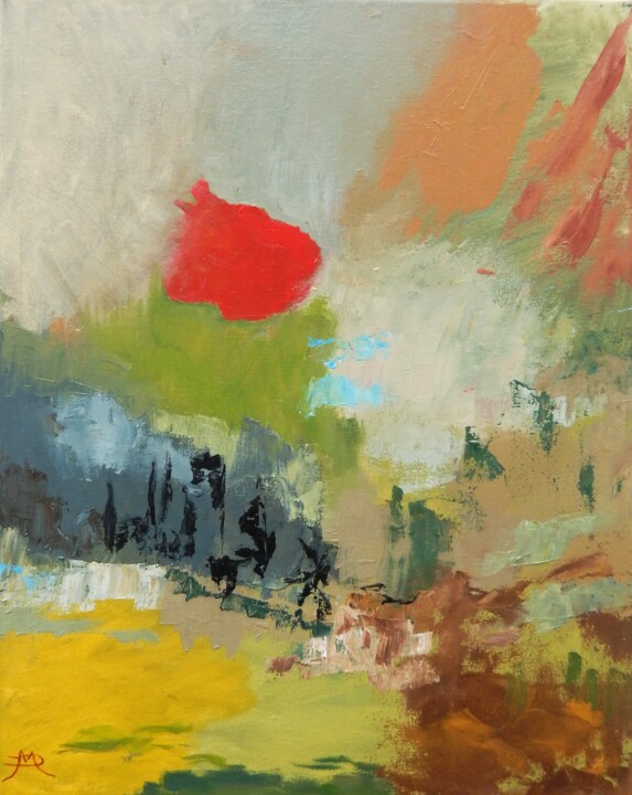 Peinture intitulée "Matin à Mouleydier" par Daniel Mangin, Œuvre d'art originale, Huile Monté sur Châssis en bois