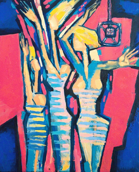 绘画 标题为“Cabaret” 由Rumen Sazdov, 原创艺术品, 油 安装在木质担架架上