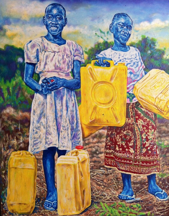 Картина под названием ""Seeking The Source…" - Clement Mohale, Подлинное произведение искусства, Масло