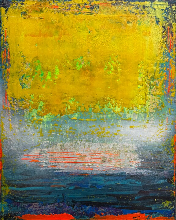 Картина под названием "Dawn Over Water" - Viki Smoliar, Подлинное произведение искусства, Акрил Установлен на Деревянная рам…