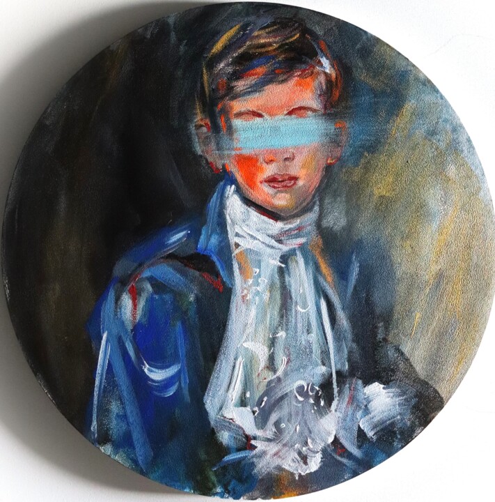 Painting titled "Blue Boy II" by Antigoni Tziora, Original Artwork, Acrylic