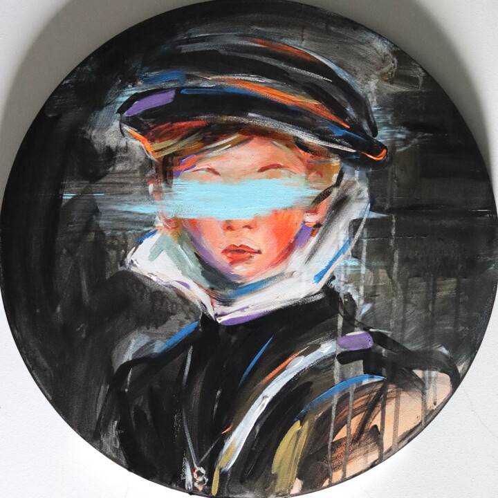 Painting titled "Veiled Gaze" by Antigoni Tziora, Original Artwork, Acrylic