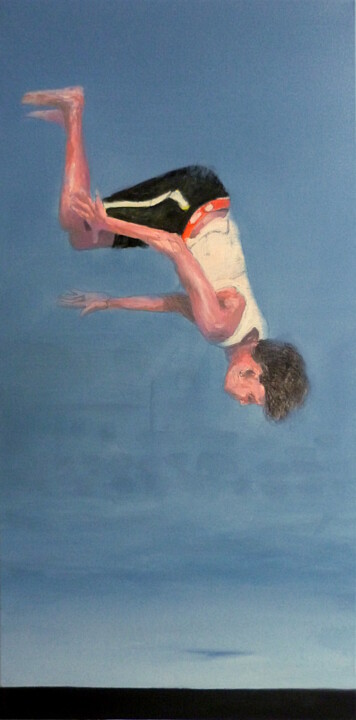 Painting titled "Time traveller 9" by Wilfrid Moizan, Original Artwork, Oil Mounted on Wood Stretcher frame