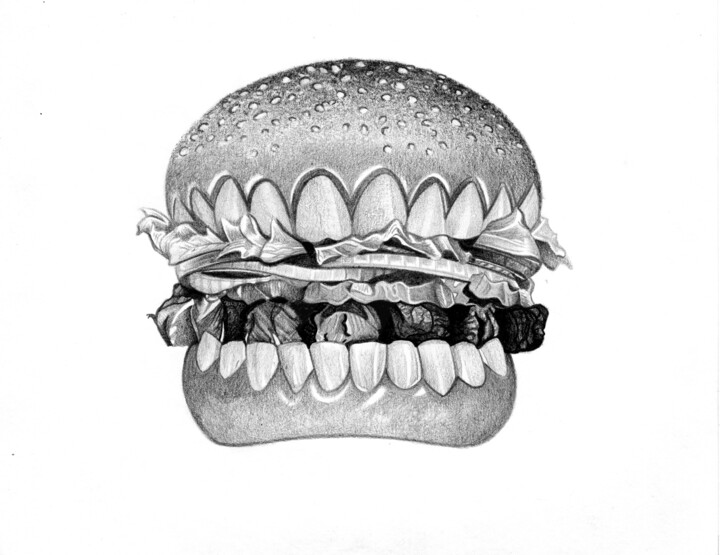 "HamBurGRRRR" başlıklı Resim Dimitri Prévot tarafından, Orijinal sanat, Kalem