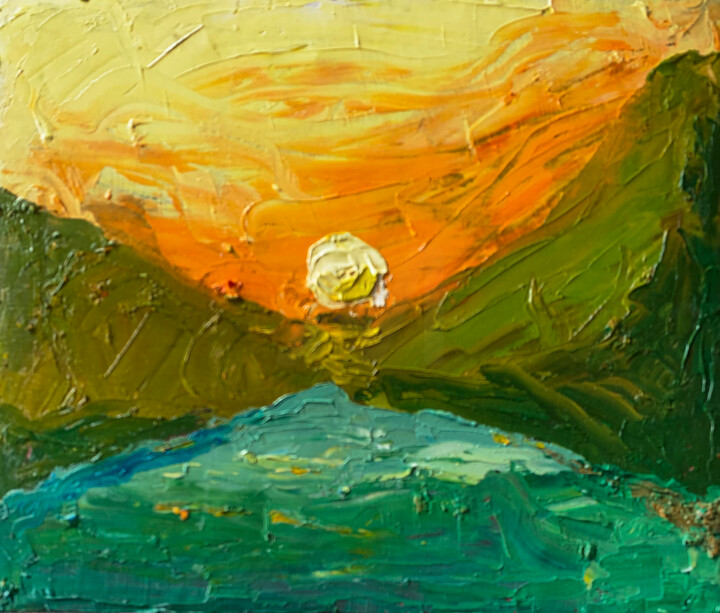 Painting titled "Whispers of Dawn" by Pelumi Fasasi, Original Artwork, Oil Mounted on Wood Stretcher frame