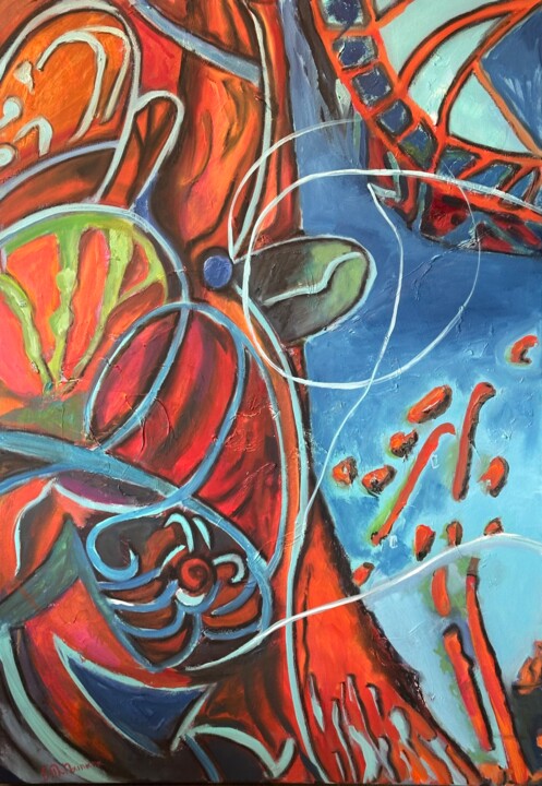 Malerei mit dem Titel "It’s Clear" von Olga Mcnamara, Original-Kunstwerk, Öl Auf Keilrahmen aus Holz montiert