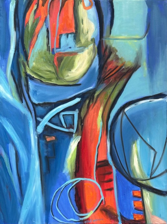 Malerei mit dem Titel "It’s Real" von Olga Mcnamara, Original-Kunstwerk, Öl Auf Keilrahmen aus Holz montiert