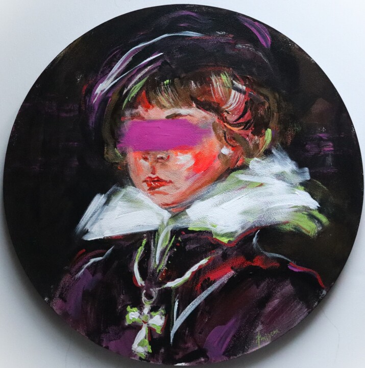 Painting titled "Veiled in Color" by Antigoni Tziora, Original Artwork, Acrylic