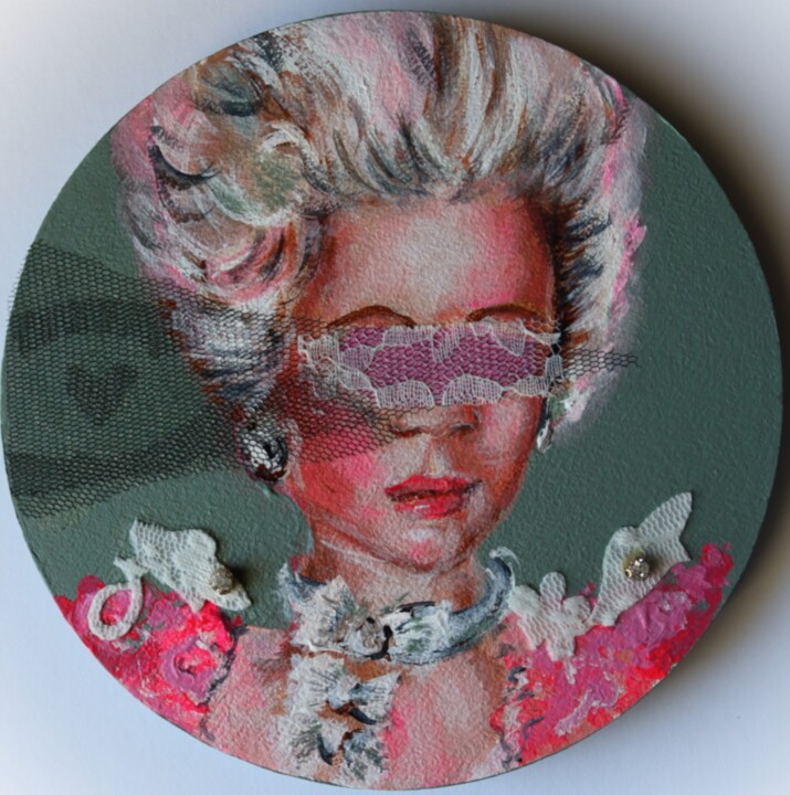 Painting titled "Masked in Pink" by Antigoni Tziora, Original Artwork, Acrylic