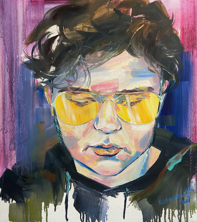 Malerei mit dem Titel "Portrait of a young…" von Volodymyr Nezdiimynoha, Original-Kunstwerk, Öl Auf Keilrahmen aus Holz mont…