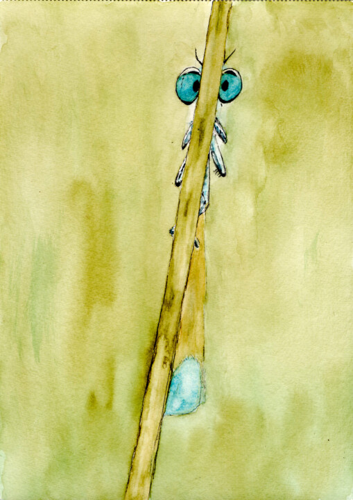 "Libellule II" başlıklı Tablo Yannick Daubigné tarafından, Orijinal sanat, Suluboya