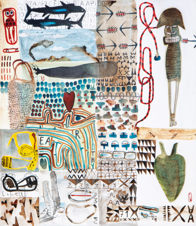 Malarstwo zatytułowany „The green you need” autorstwa Stéphane Foucaud, Oryginalna praca, Akryl Zamontowany na Drewniana ram…