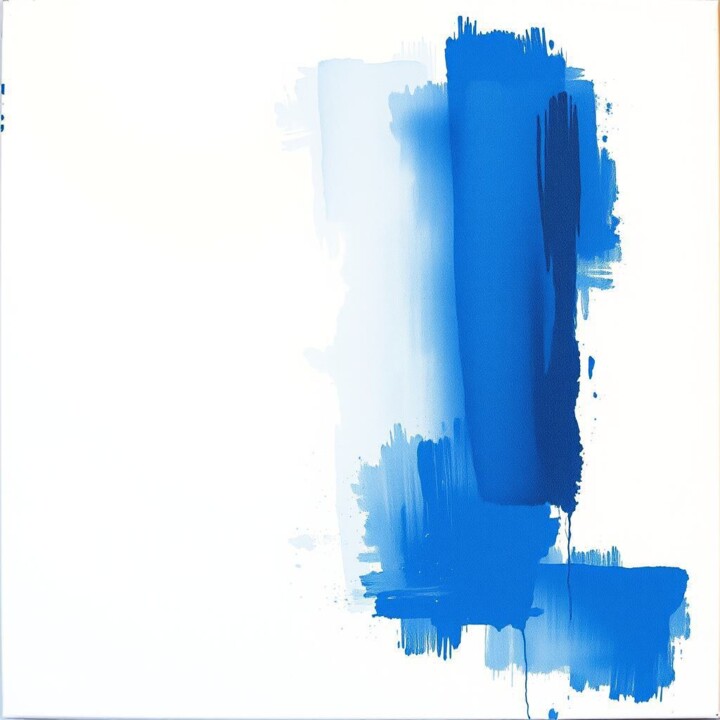 Digital Arts με τίτλο "Minimalist Blue Whi…" από Stellaartist001, Αυθεντικά έργα τέχνης, Εικόνα που δημιουργήθηκε με AI