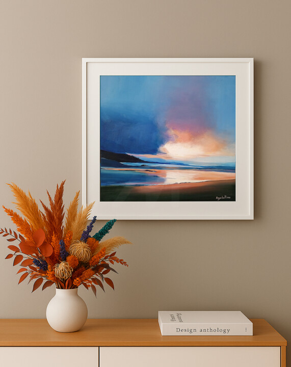 Peinture intitulée "Cobalt Sunset" par Inna Agadullina, Œuvre d'art originale, Huile Monté sur Carton