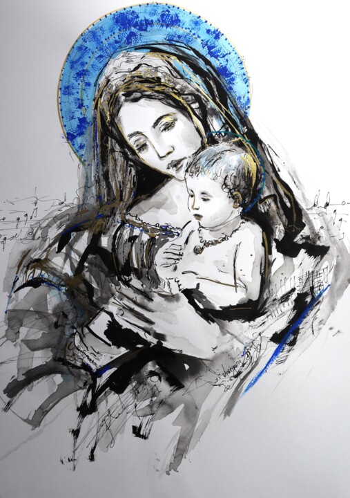 "In the Shelter of H…" başlıklı Resim Antigoni Tziora tarafından, Orijinal sanat, Mürekkep