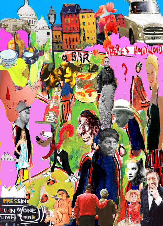 Grafika cyfrowa / sztuka generowana cyfrowo zatytułowany „Bar Gabin” autorstwa Jean Mirre, Oryginalna praca, Kolaż cyfrowy