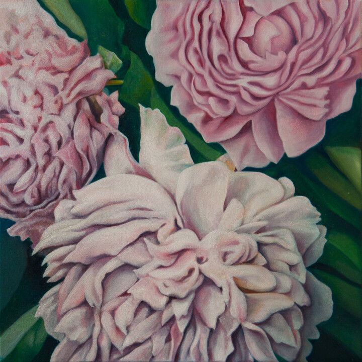 "Pfingstrosen 3" başlıklı Tablo Klaus Keck tarafından, Orijinal sanat, Petrol Ahşap Sedye çerçevesi üzerine monte edilmiş