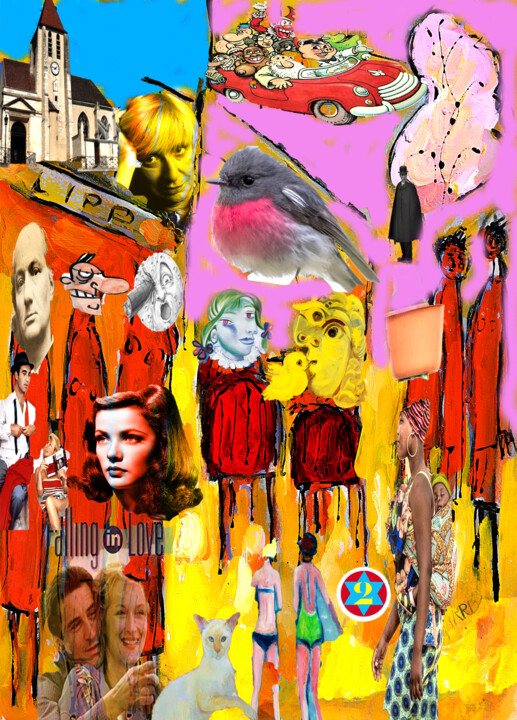 Grafika cyfrowa / sztuka generowana cyfrowo zatytułowany „Falling in Lipp” autorstwa Jean Mirre, Oryginalna praca, Kolaż cyf…