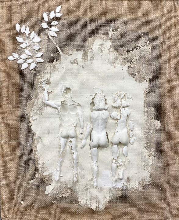 Skulptur mit dem Titel "Adam et Ève, vue de…" von Guillaume Werle, Original-Kunstwerk, Gips Auf Keilrahmen aus Holz montiert