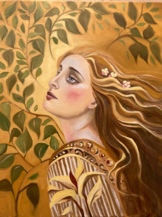 Painting titled "Autumn Gaze" by Elena Afanaseva, Original Artwork, Oil