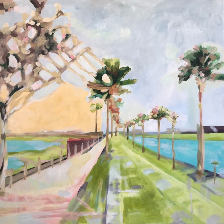 Schilderij getiteld "The way to the sea" door Helga Balaban, Origineel Kunstwerk, Olie