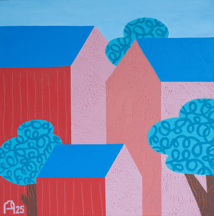 Картина под названием "Geometry of Sunset.…" - Apollinaria Manko, Подлинное произведение искусства, Масло