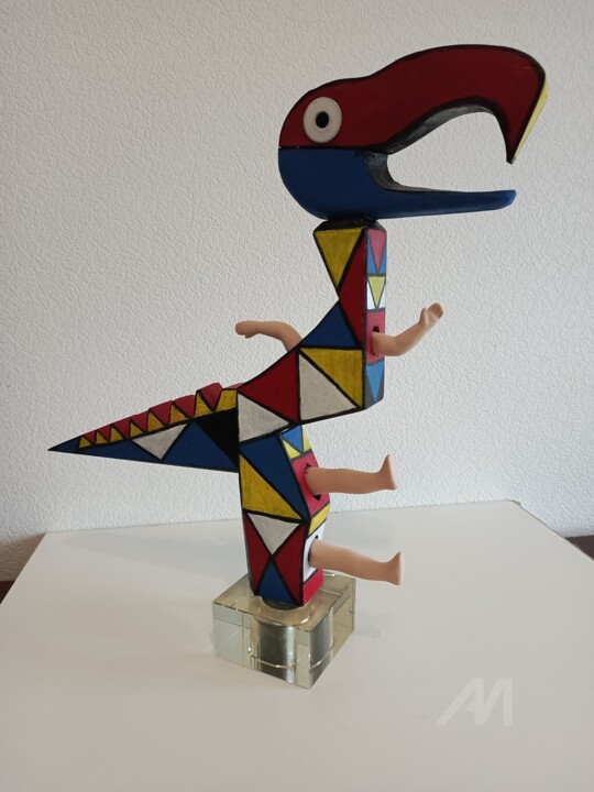 Sculpture titled "Crocosaurus" by Hakaro, Original Artwork, Wood