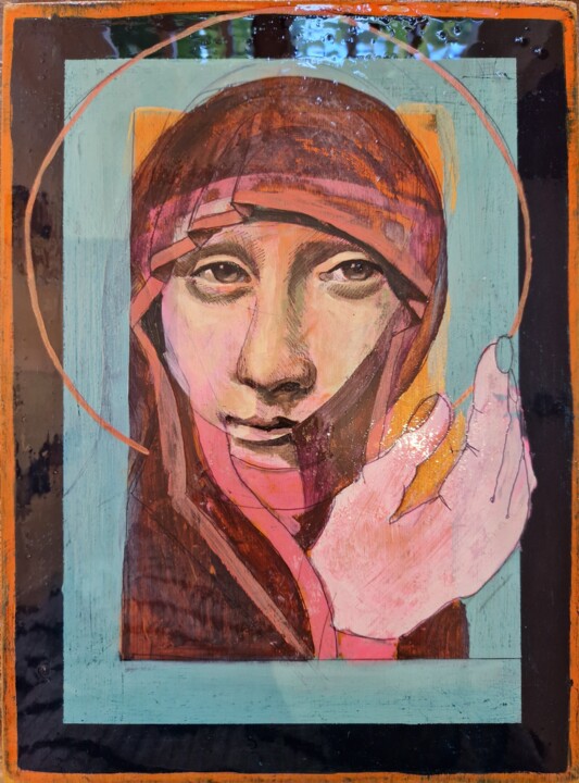 Ζωγραφική με τίτλο "Icon nr. 2 Patience" από Romy Van Rijckevorsel, Αυθεντικά έργα τέχνης, Ακρυλικό