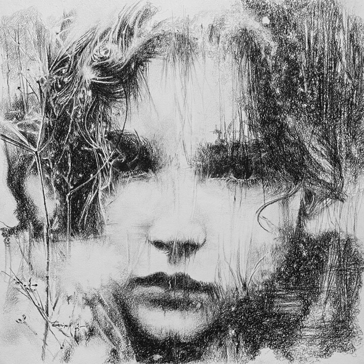 【パリで描かれた1977年作】CAGRAIN CANSO 作 鉛筆画 / 木炭画 パリで描かれた1977年作】CAGRAIN CANSO 作 鉛筆画 / 木炭画 パリで