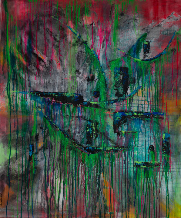 Schilderij getiteld "Непредставимо съдбо…" door Iliana Ovtcharova, Origineel Kunstwerk, Acryl Gemonteerd op Frame voor houte…