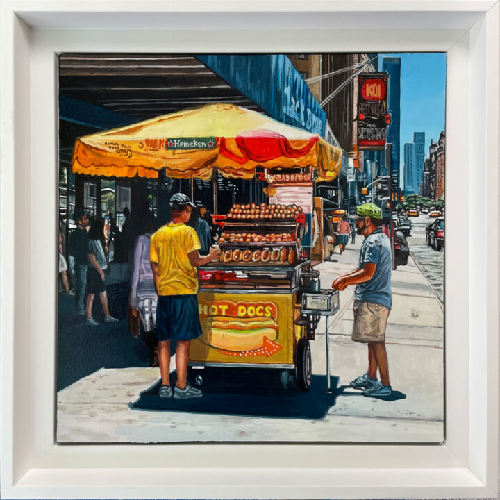 Ζωγραφική με τίτλο "Hot dog 4" από Franck Lloberes, Αυθεντικά έργα τέχνης, Ακρυλικό Τοποθετήθηκε στο Ξύλινο φορείο σκελετό