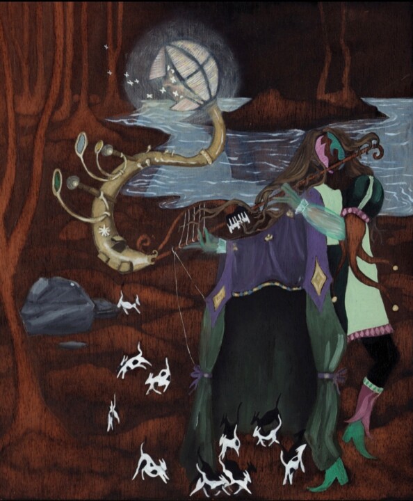 Painting titled "Sans titre 1" by Lucie Postel, Original Artwork, Oil