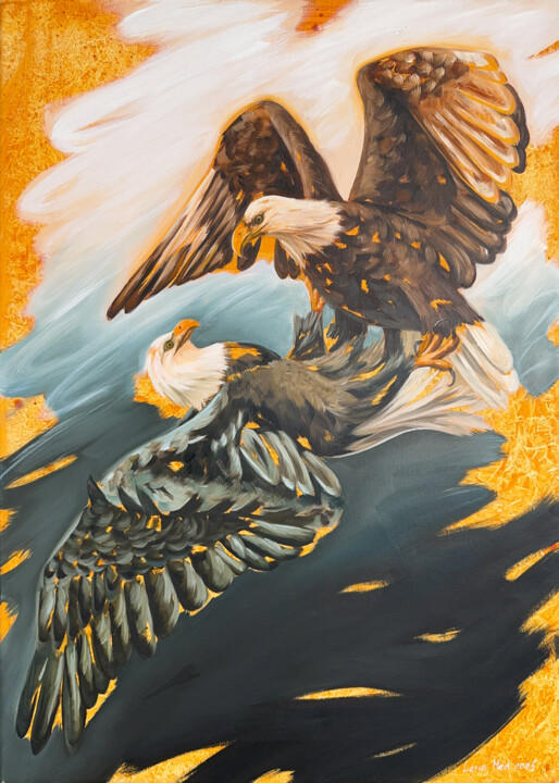 Malarstwo zatytułowany „Wings of Metamorpho…” autorstwa Lena Med, Oryginalna praca, Olej Zamontowany na Panel drewniany