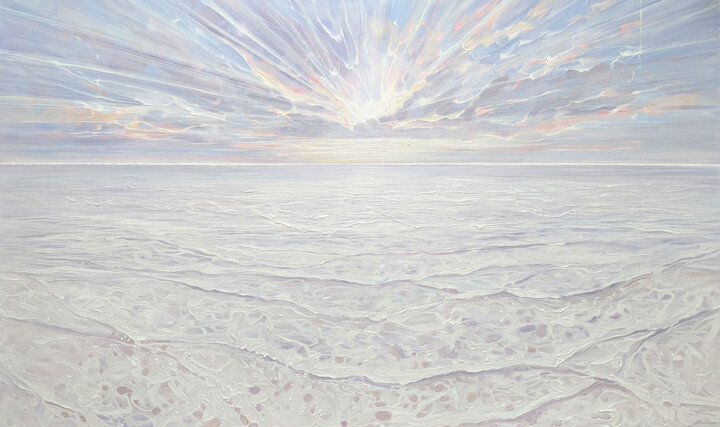 Pintura intitulada "Ocean Dreaming" por Gill Bustamante, Obras de arte originais, Óleo Montado em Armação em madeira