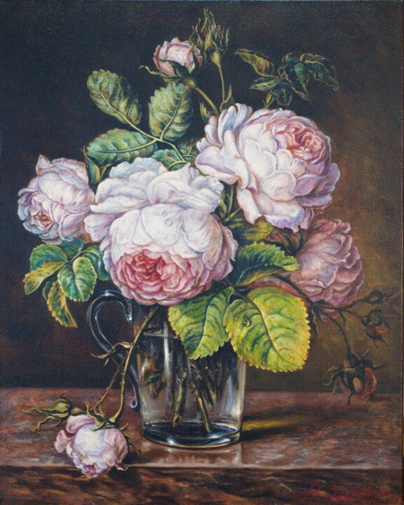 "Roses in a Glass Va…" başlıklı Tablo Рита Цемкало tarafından, Orijinal sanat, Petrol