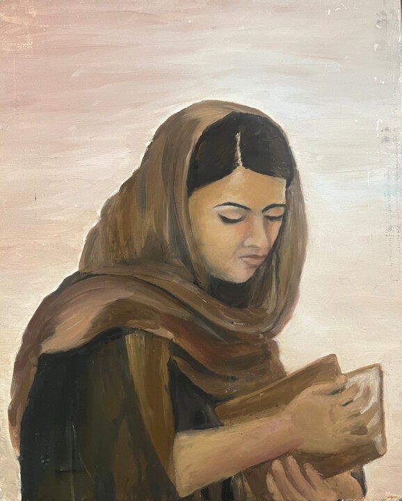 Painting titled "Whispers Between Pa…" by Nourhan Eltoukhi, Original Artwork, Oil