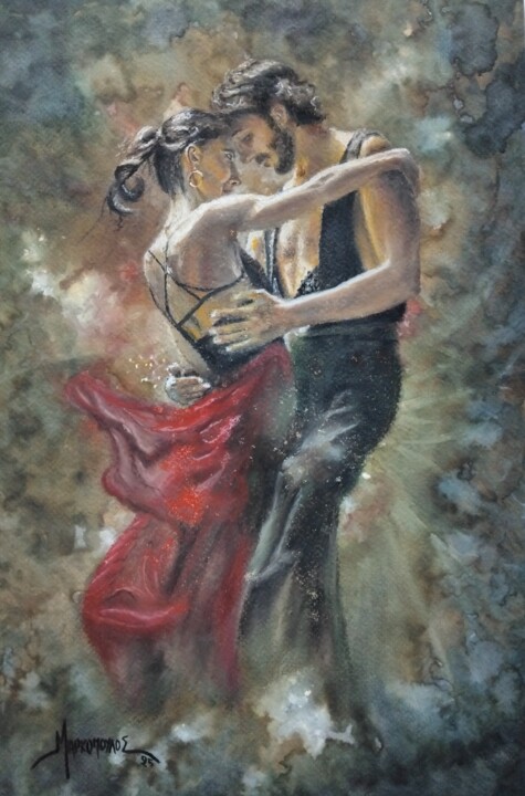 Painting titled "Tango" by Theodoros Markopoulos, Original Artwork, Pastel