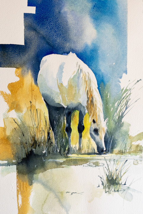 绘画 标题为“"Grace in Stillness"” 由Yuriy Kraft, 原创艺术品, 水彩