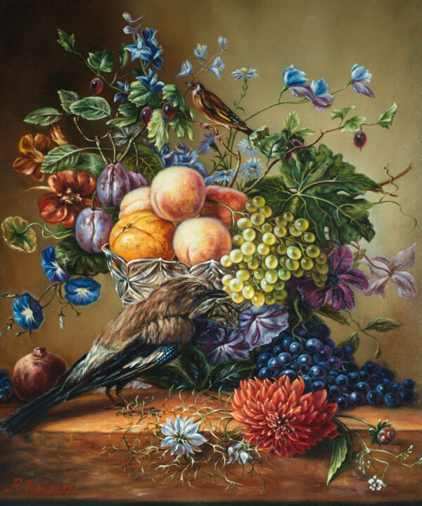 "Still Life with Bir…" başlıklı Tablo Рита Цемкало tarafından, Orijinal sanat, Petrol