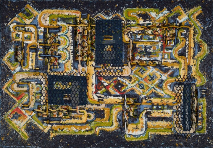 Malerei mit dem Titel "Between Two Worlds" von Daiana Bruj, Original-Kunstwerk, Acryl