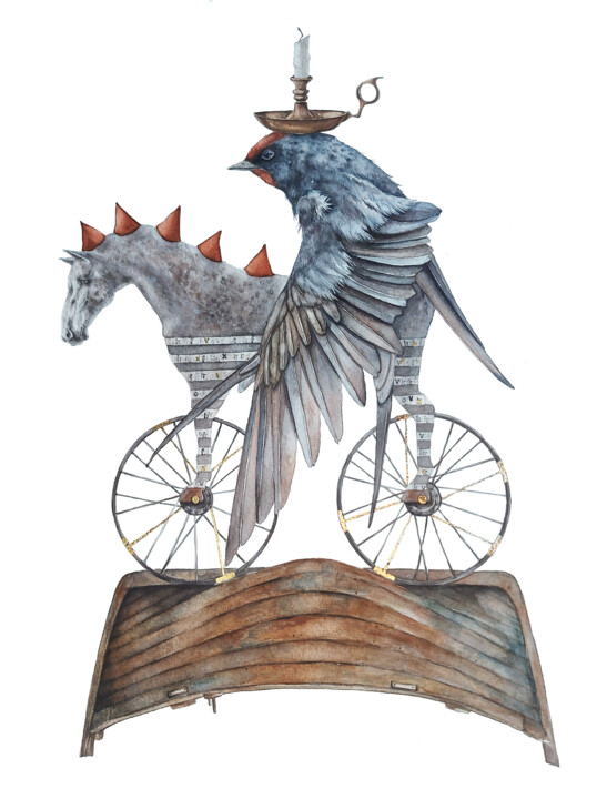 Peinture intitulée "Inner Odyssey" par Ingaside, Œuvre d'art originale, Aquarelle