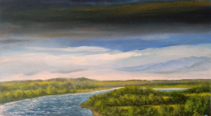 Картина под названием "The Study in Blue T…" - Владимир Абаимов, Подлинное произведение искусства, Масло